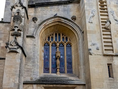 Stained glass window at Bath Abbey in Bath, Somerset, United Kingdom on 1 December 2019