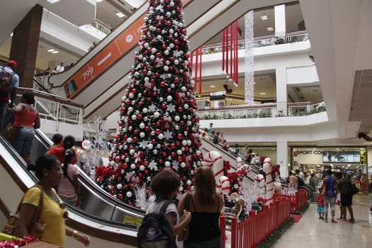 salvador, bahia / brazil - november 28, 2014: Christmas decoration is seen at Shopping Piedade in Salvador.