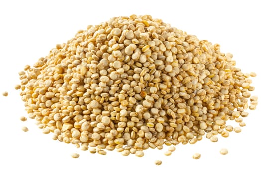 Pile of quinoa, an edible seeds of Chenopodium quinoa, isolated