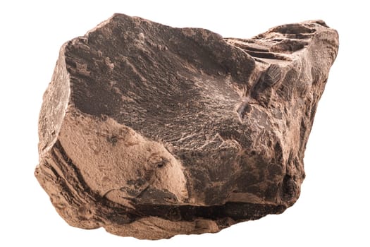 Chunk of roughly broken chocolate or solid cocoa mass, isolated