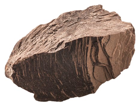 Chunk of roughly crushed chocolate or solid cocoa mass, isolated