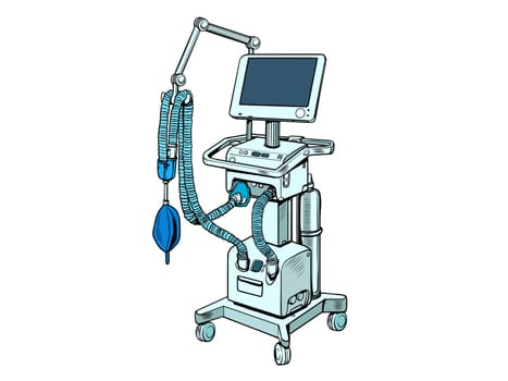 medical ventilator, treatment of lung diseases, coma. Pop art retro vector illustration kitsch vintage 50s 60s style