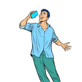 man talking on the phone. Pop art retro vector illustration kitsch vintage 50s 60s style