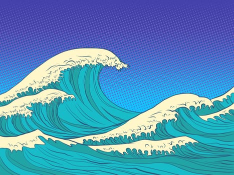 ocean high waves. Pop art retro vector illustration kitsch vintage 50s 60s style