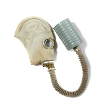 Old vintage gas mask on a white background.
