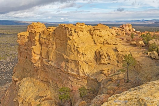 Sandstone Bluff above a Badlands Valleyin El Malpais National Monument in New Mexico
