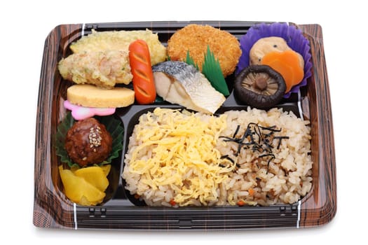 Japanese bento lunch isolated on white background