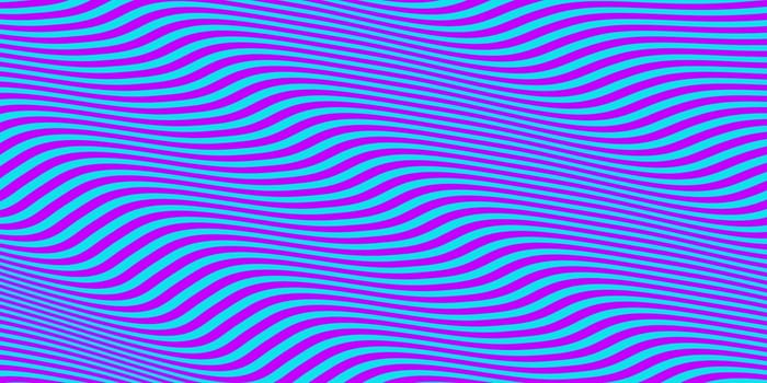 Aquamarine Violet Seamless Hypnotic Waves Background. Stylish Colorful Ripples Texture. Dynamic Modern Backdrop.