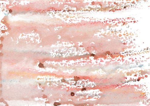 With wax chalk crayons handpaintet watercolor wash background from the primary colors red, blue and yellow