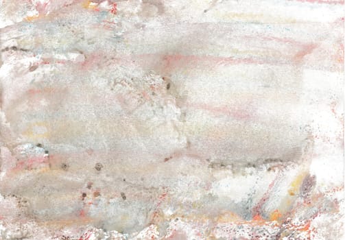 With wax chalk crayons handpaintet watercolor wash background from the primary colors red, blue and yellow
