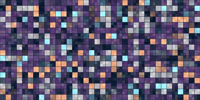 Lilac Yellow White Tiling Colored Squares. Colorful mosaic texture. Bright filling geometric backdrop. Seamless Backgrounds.