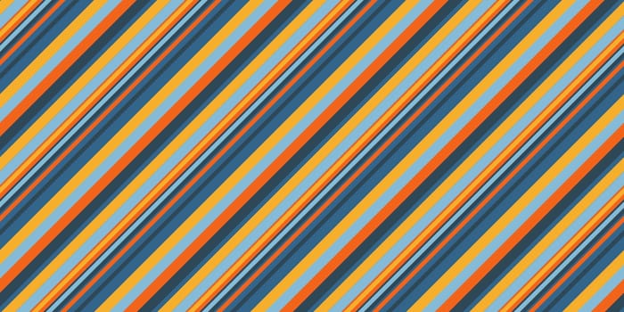 Indigo Orange Sky Blue Seamless Inclined Stripes Background. Modern Colors Sidelong Lines Texture. Vintage Style Stripe Backdrop.