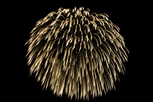 Premium entertainment magic star firework at e.g. New Years Eve or Independence Day party celebration. Black dark night background.