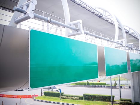 Green background labe on the bridge and blue sky background