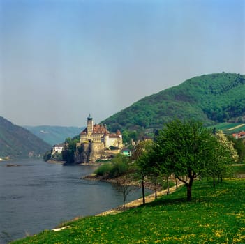 Castle Schonbuhel by river Danube in Austria