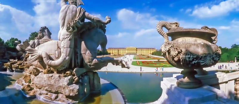 Fountain with sculptures in Schonbrunn, Vienna