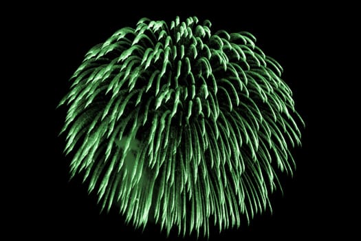 Premium entertainment magic star firework at e.g. New Years Eve or Independence Day party celebration. Black dark night background.