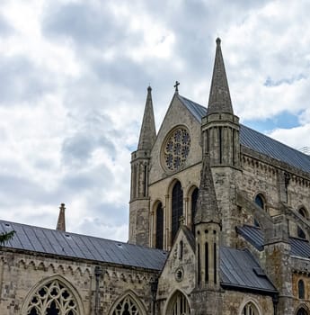 Chichester Cathedral, formally known as the Cathedral Church of the Holy Trinity in Chichester, West Sussex, United Kingdom on 14 July 2019