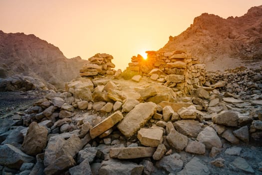 Ruins of an ancient village in the mountains of Ras Al Khaimah, UAE