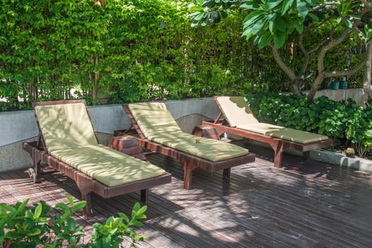 Chairs on a pool deck