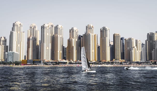 Seaside view of Jumeirah Beach Residence or JBR in Dubai, UAE