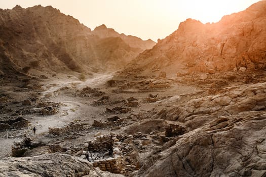 Ruins of an ancient village in the mountains of Ras Al Khaimah, UAE