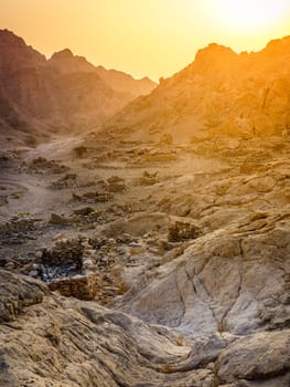 Ruins of an ancient village in the mountains of Ras Al Khaimah, UAE