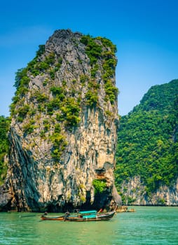 Boats near Koh Hong Island in Andaman Sea in Thailand