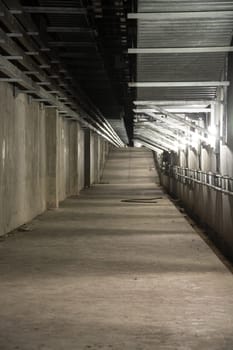 Empty industrial garage room interior with concrete floor and wall background