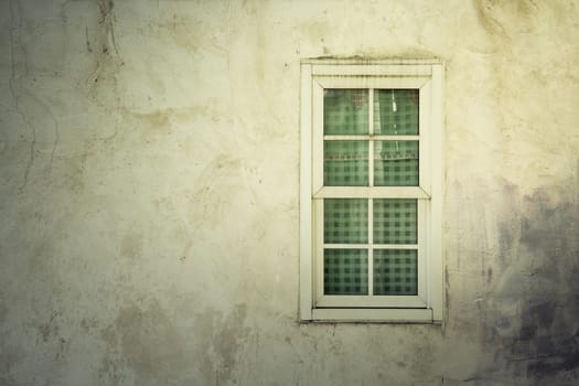 light on Vintage window on nice color cement wall can be used for background