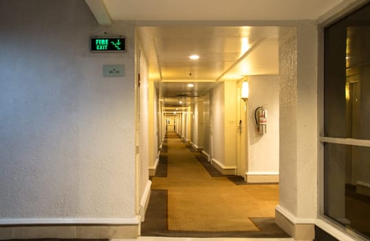 emergency fire exit outlet sign and door