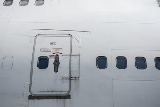 Emergency door exit on the plane
