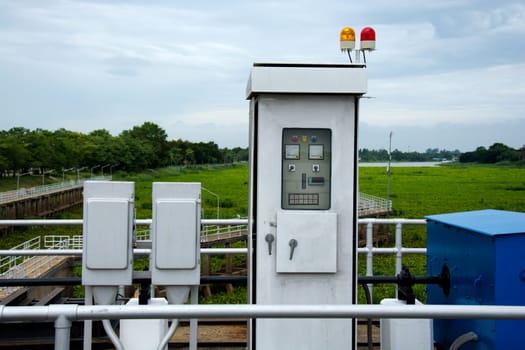 Electric control box of floodgate on the river