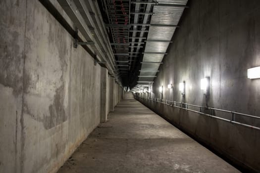 Empty industrial garage room interior with concrete floor and wall background