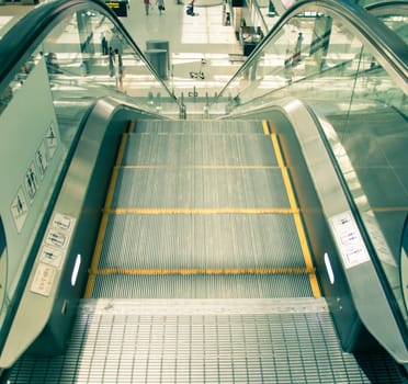 Escalator stairs in station color Filter