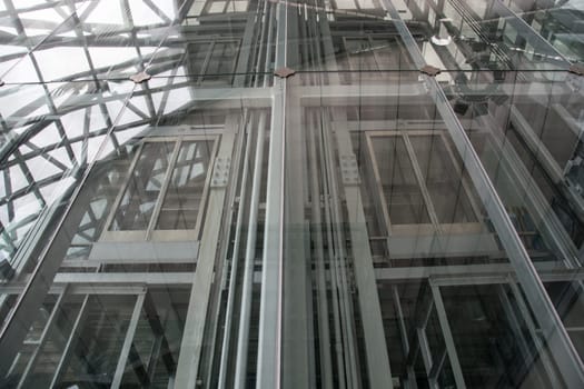 futuristic elevator in the modern building