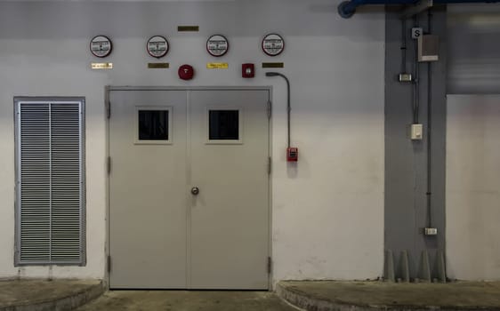 Grungy wall with door room control