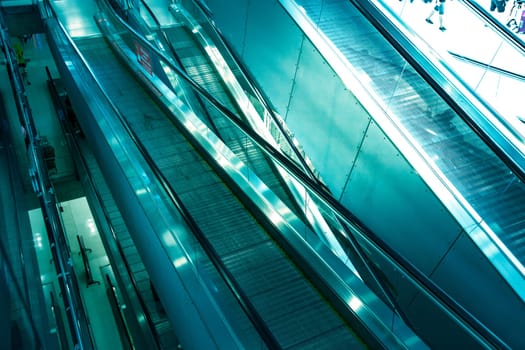 Escalator stairs in station color Filter