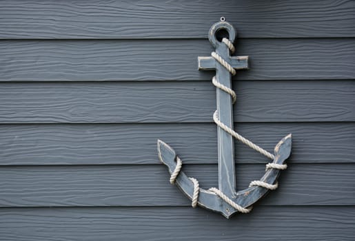 wooden anchor on wall vintage background