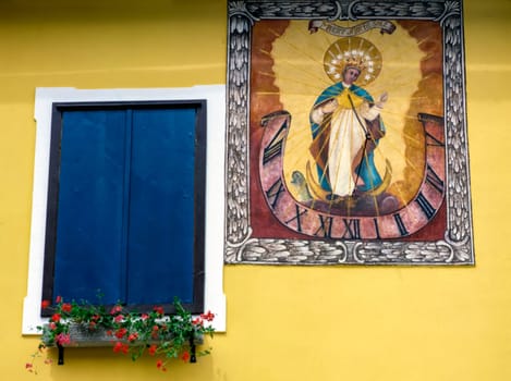 Window and Sun clock in Bavaria