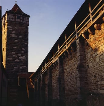 City walls in Rothenburg, Germany
