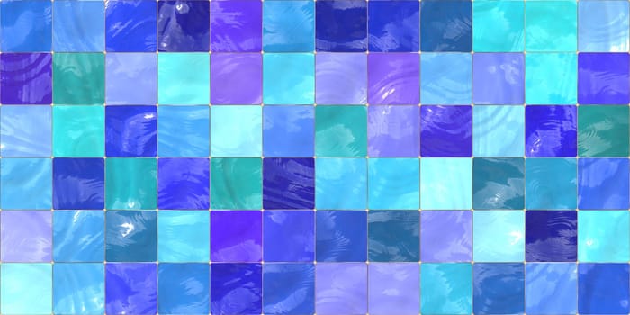 Blue Aqua Lilac Modern Tiled Ceramic Mosaic Tiles Material Texture. Good for Interior Design