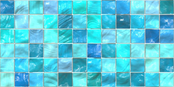 Aqua Sky Blue Modern Tiled Ceramic Mosaic Tiles Material Texture. Good for Interior Design