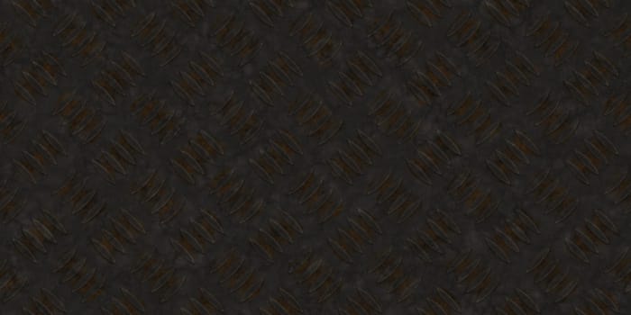 Seamless metallic diamond plate pattern surface. Dirty steel floor pattern texture.
