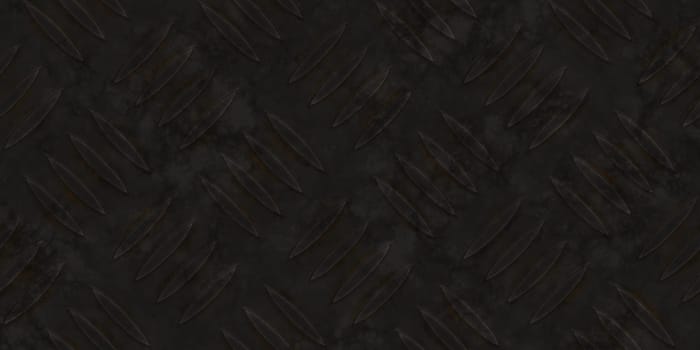 Seamless metallic diamond plate pattern surface. Dirty steel floor pattern texture.