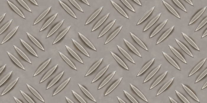 Seamless metallic diamond plate pattern surface. Dirty steel floor pattern texture.