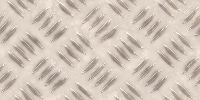 Seamless metallic diamond plate pattern surface. Dirty steel floor pattern texture.