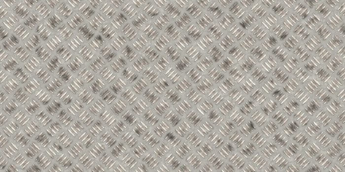 Seamless metallic diamond plate pattern surface. Dirty steel floor pattern texture.
