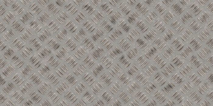 Seamless metallic diamond plate pattern surface. Dirty steel floor pattern texture.