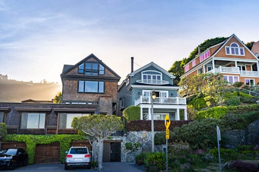Beautiful cityscape of Sausalito Resort town for San Francisco people in North California USA West Coast of Pacific Ocean, San Francisco United States Landmark Travel Destination cityscape concept.